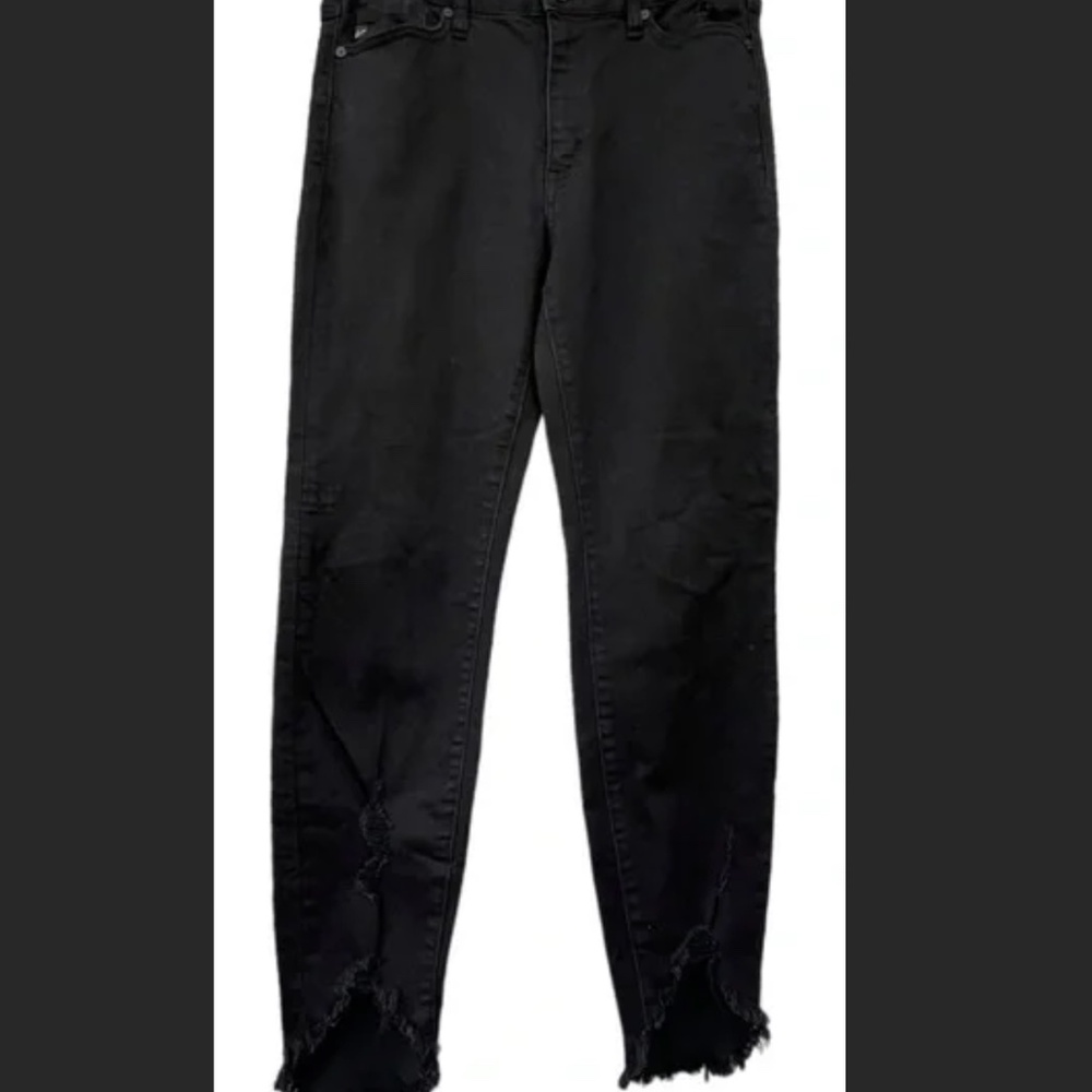 KanCan Estilo Raw Hem Cropped / Ankle Distressed Denim Jeans Size 28 Hi Low Leg